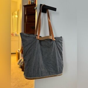 JCREW Women’s Purse Blue/White Striped Cotton With Rubber Base